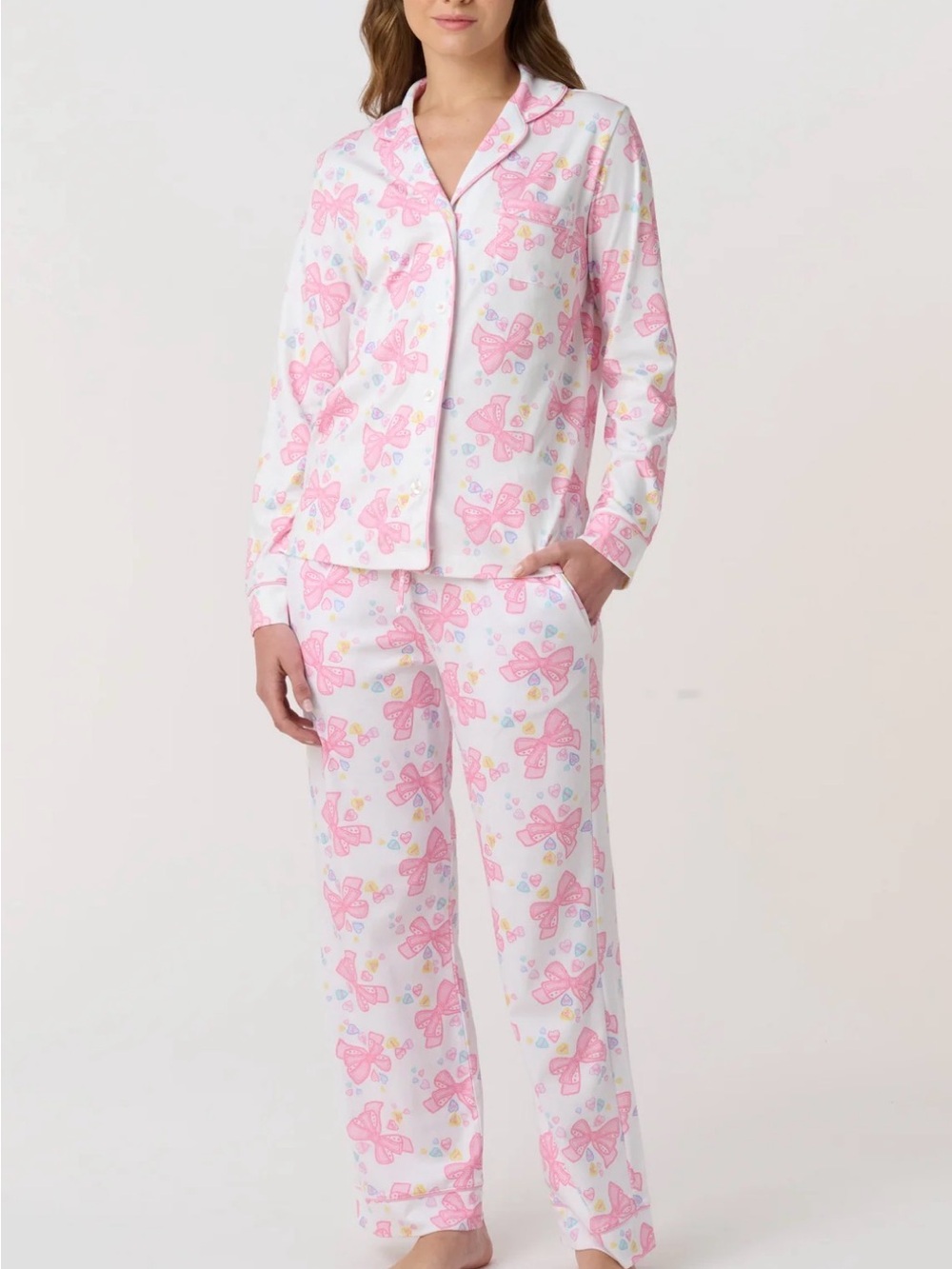 Roller Rabbit Doily Beaux Long Sleeve Polo Pajama Set size Large